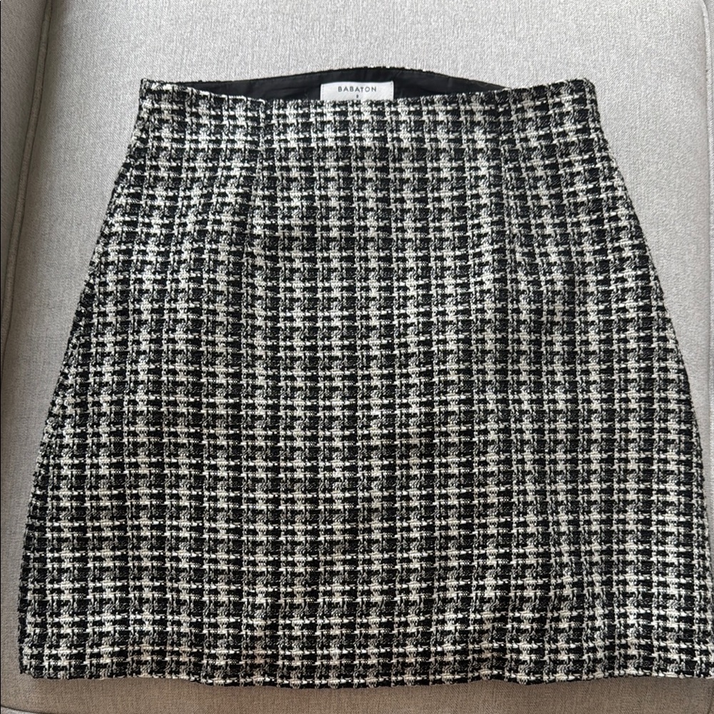 Babaton Black and White A-line Mini Skirt